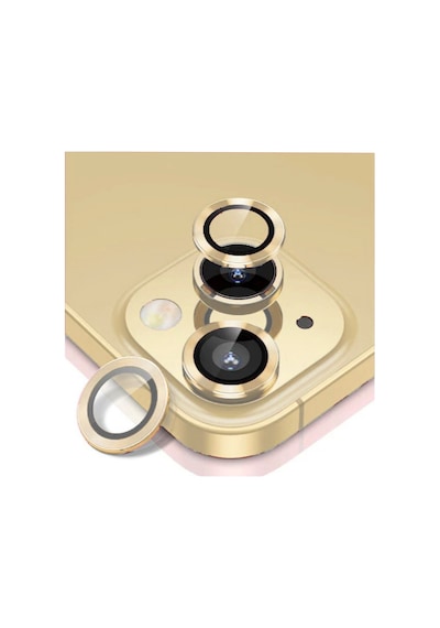 Apple Uyumlu iPhone 14 / 14 Plus Alüminyum Seri Kamera Lens Koruyucu Gold Gold