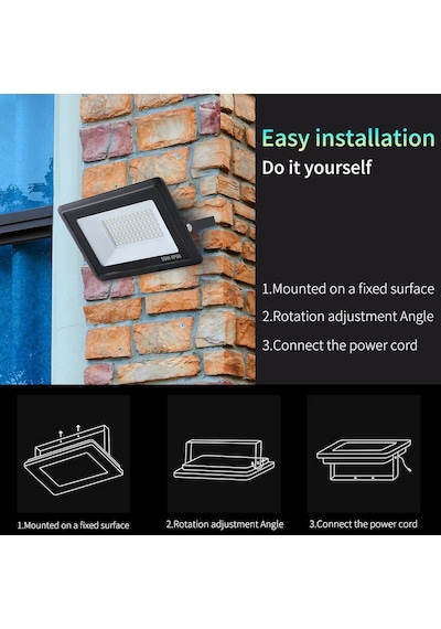 Elektrikle Çalışır, 50 Watt Yeşil Işık İç Ve Dış Mekan Slim Led Projektör, Yağmurdan Etkilenmez Yeşil