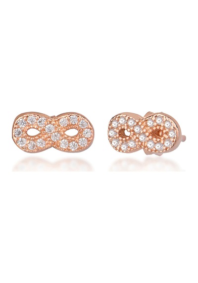 Emılıano Jewellery Silver 925 Ayar Taşlı Sonsuzluk Küpe Gold - Gümüş