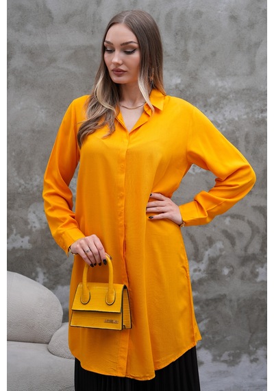 Polologin Butik Turuncu Uzun Gömlek Tunik Turuncu