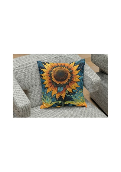 Rengarenk Ayçiçeği Art Desenlı Kare Yastık Kılıfı Çok Renklı