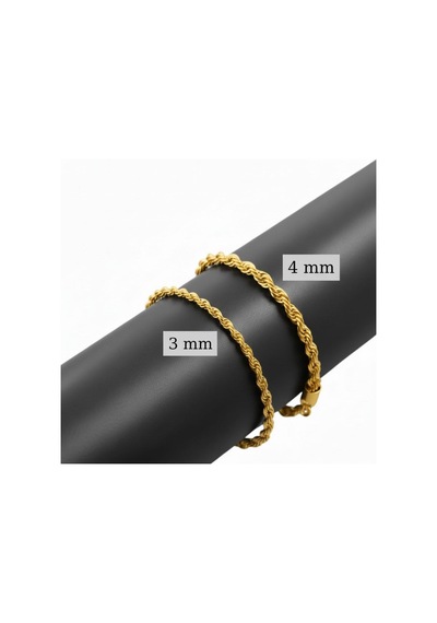 Gees Global 4mm Unisex Burgu Halat Zincir Kolye Gold Kaplama 60 Cm Gbzs
