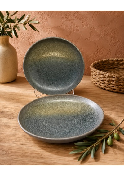 2'li Hornfels Ripple 21 Cm Çukur Tabak 805 Cc Risotto / Salata / Gourmet / Şef Sunum / Sulu Yemek Çok Renkli