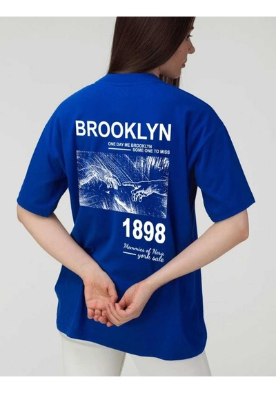 Kozia Outdoors Malkoçbey Brokliyn Baskılı T-shirt Saks Mavi