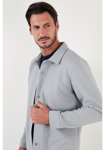Buratti Fitilli Çıtçıtlı Relaxed Fit Erkek Gömlek 5905510 Açık Gri