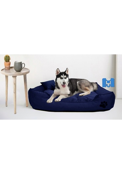 Mavi Vitrin Mukavemetli Battal Boy Köpek Yatağı Kemik ve Yastıklı 110 x 90 CM