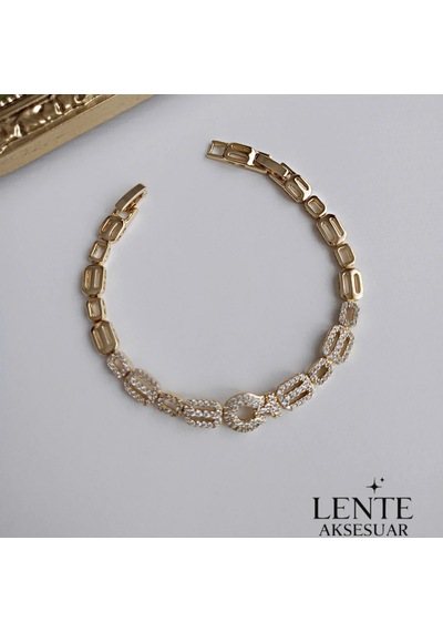 Lente Aksesuar 14k Altın Kaplama Xuping Seri Zirkon Taşlı Lüks Bileklik Altın