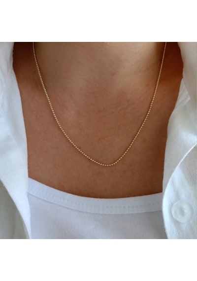 Lente Aksesuar Gold İnce Top Zincir Kolye - 14k Altın Kaplama Minimal Seri Kadın Kolye Altın