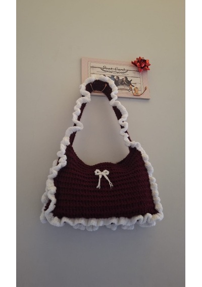 Pinterest Çantası Bordo - Beyaz