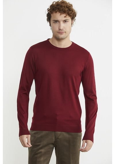 Sementa Erkek Sıfır Yaka Basic Triko Kazak - Bordo 001