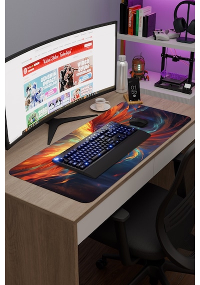 Anka Kuşu Kaymaz Dikişli Kauçuk Oyuncu Mousepad V3 - 90x40 Xxl Gaming Mouse Pad Fare Altlığı