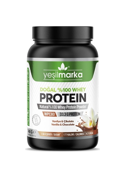 Yeşilmarka Doğal Whey Protein Tozu – Çikolata / Vanilya 748 Gr