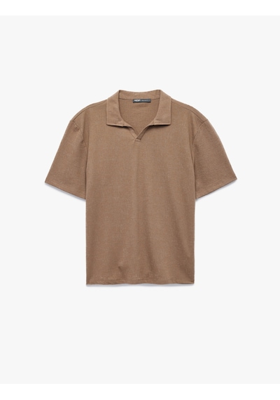 Koton Pamuklu Regular Fit V Polo Yaka Kısa Kollu Tişört Kahverengi 5sam10024mk Kahve