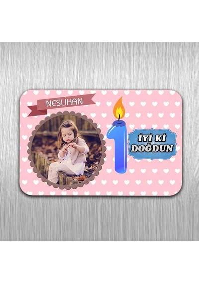 Fotoğraflı Ve Isimli Kız Çocuğu Doğum Günü Magneti 10 Adet