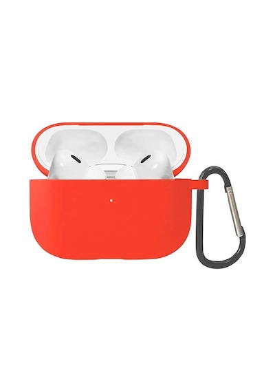Koodmax Apple Uyumlu AirPods Pro 2. Nesil Silikon Kılıf + Metal Kopça - Kırmızı