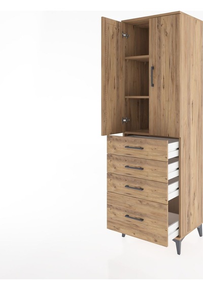 Hyperion Dolap 3 Raflı 4 Çekmeceli 2 Kapaklı 60x44x195 Çam-çam Çam Hyperion Dolap 3 Raflı 4 Çekmeceli 2 Kapaklı 60x44x195 Çam-çam Çam