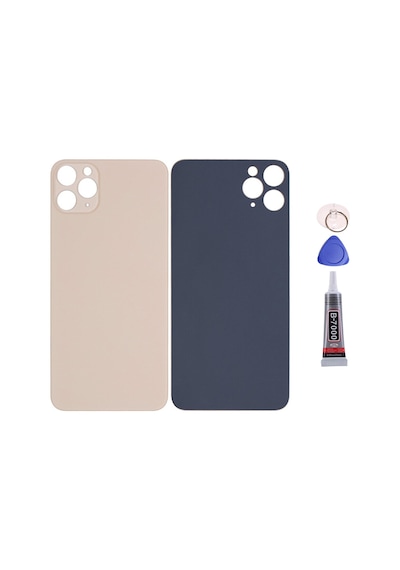 Apple Uyumlu iPhone 11 Pro Max Gold Arka Kapak Batarya Kapağı Pil Kapağı Yapışkan Ve Sökme Aparatıyla Beraber Full Set Gold