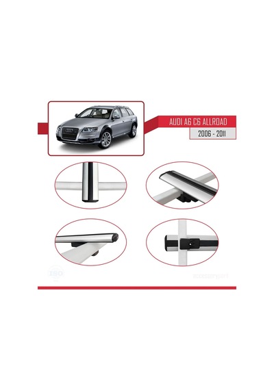 Audi A6 C6 Allroad 2006-2011 Arası İle Uyumlu Basic Model Ara Atkı Tavan Barı Gri 3 Adet