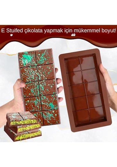 Dubai Çikolatası Kalıbı, Silikon Çikolata Kalıbı, Kadayıflı Ve Çıtır Çikolatalar İçin Kolay Çıkarma Kal