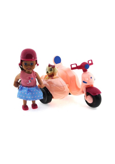 Cute Doll Mini Bebek Ve Köpekli Pembe    Motorsiklet