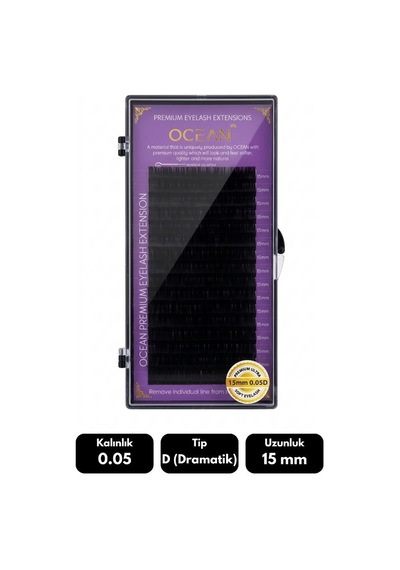 Ocean 0.05d Dramatik Kıvrım 15 Mm Soft Eyelash Doğal İpek Kirpik 16'lı