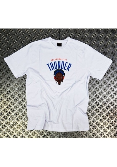 Stoned&Fame Unisex Beyaz Oklahoma Cıty Thunder Baskılı T-shirt Beyaz