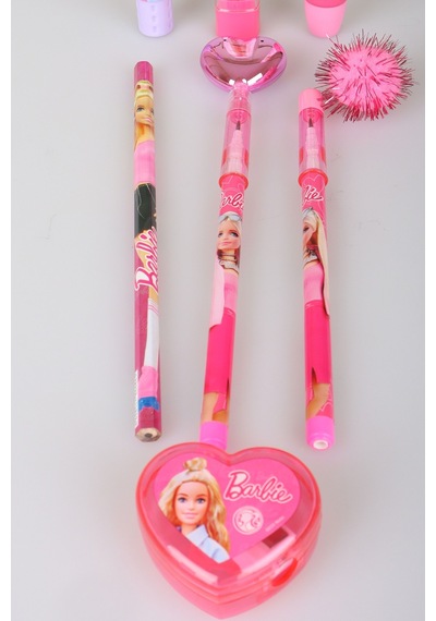 X Dekomus Lisanslı Barbie 7 Parça Kırtasiye Seti Ponpon Başlıklı Geçmeli Kurşun Kalem,roket Silgi,kalpli Kalemtraş Diğer