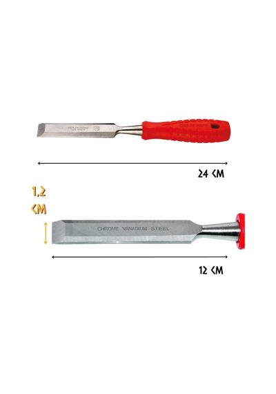 Cer-pa Norm Plastik Saplı Düz Iskarpela - Ahşap Oyma Bıçağı - 12 Mm - 24 Cm.