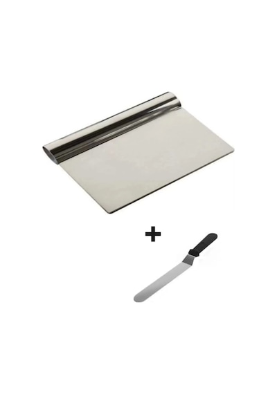 2li Set Hamur Şekillendirici Eğik Pasta Spatulası +metal Hamur Kesici Kazıyıcı Spatula Renkli