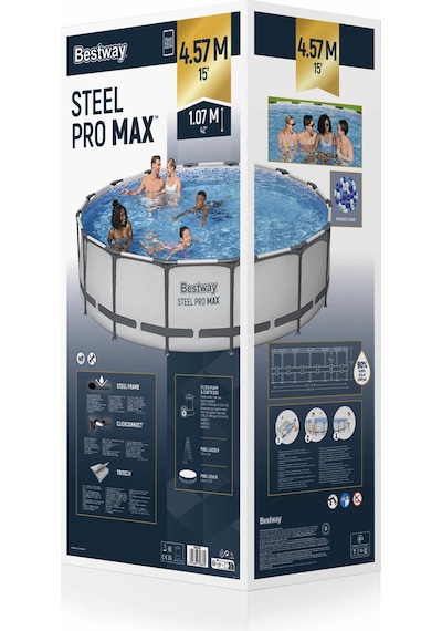 Bestway Steel Pro Max 56488 Prefabrik Yer Üstü Havuz Seti 4,57 M X 1,07 M