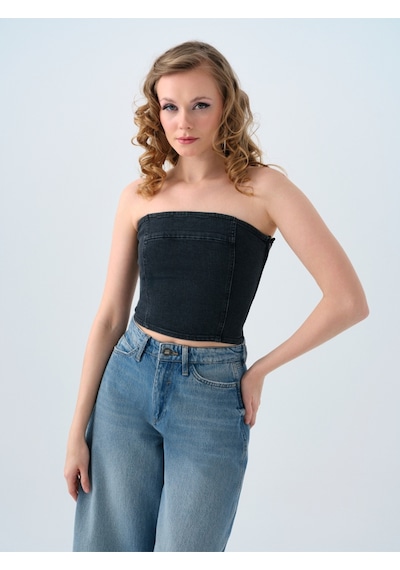 Slim Fit Kadın Büstiyer Denim