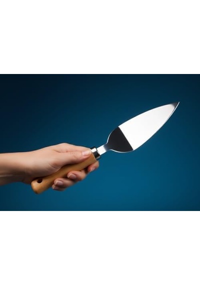 Bambu Saplı Paslanmaz Çelik Pasta Servis Spatulası,tırtık Kenarlı Pasta Pizza Servis Spatulası,velor Home. 0