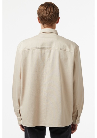 Lacoste Men's Relaxed Fit Beige Shirt Bol Kesim Erkek Gömlek Bej