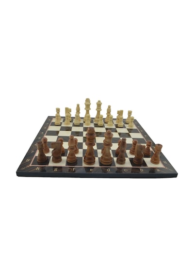 Ahşap Satranç Takımı Ve Ceviz Desenli Tahtası Büyük Boy 37x37 Cm