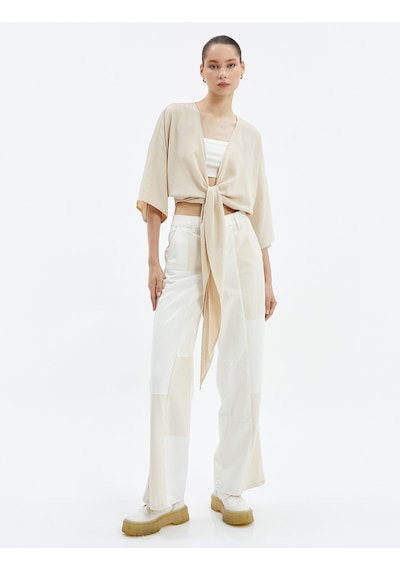 Koton Crop Kimono Oversize Kısa Geniş Kollu Kruvaze Önü Bağlamalı Bej 4wal50010ıw 4WAL50010IW057 Ekru Koton Crop Kimono Oversize Kısa Geniş Kollu Kruvaze Önü Bağlamalı Bej 4wal50010ıw 4WAL50010IW057 Ekru