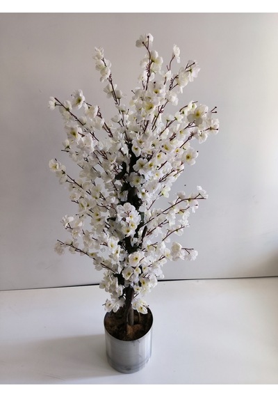 Rüzgar Yapay Çiçekçilik 120 Cm Erik Dalı Ağacı Beyaz