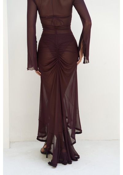 Mai Collection Mai Studios Co. Alyona Dantel Detay Bordo Elbise Bordo