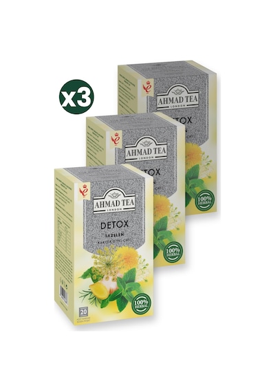 Ahmad Tea Detox Tea 20'li Paket 3'li Ekonomik Paket Toplam 60 Poşet Çay