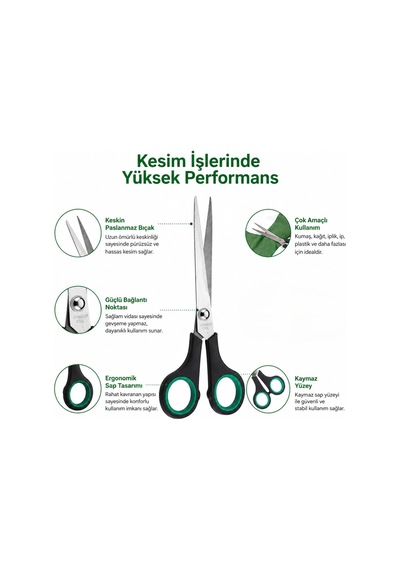 Lexroo Paslanmaz Çelik Makas 16 Cm, Ergonomik Kaymaz Saplı Ev Tipi Çok Amaçlı Makas, Kumaş Makası
