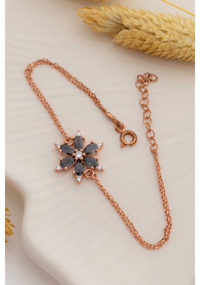Mistik Topaz Taşlı Gümüş Çiçek Model Rose Kadın Bileklik