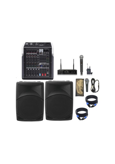 Mixerli Ses Sistemi Seti 1 Anfi Hoparlör Mikrofon Mixer Paket Sahne Okul Kullanımı