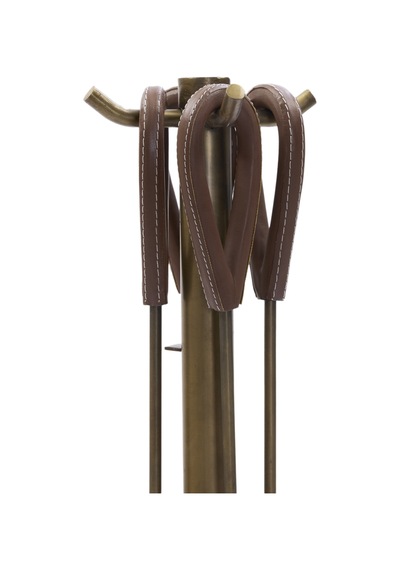 Yargıcı Deri Detaylı Metal Şömine Aksesuarı 17x17x60 Cm 26knha1003n St