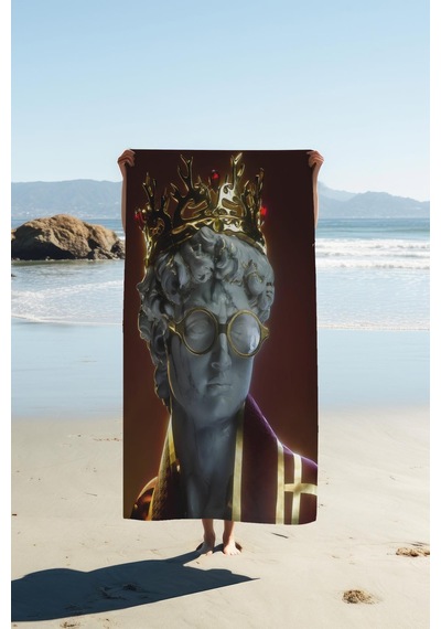 Dijital Baskı Plaj Deniz Havlusu Modern David Heykeli Desenli Peştamal Hvl0027 Renkli