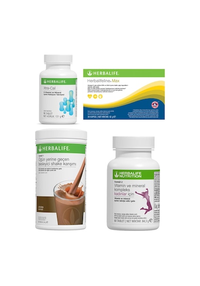 Herbalife Yukarı Kilo Kontrol Kadın Seti Çikolata Shake + Xtra-cal + Omega 3 + Bayan Vitamin