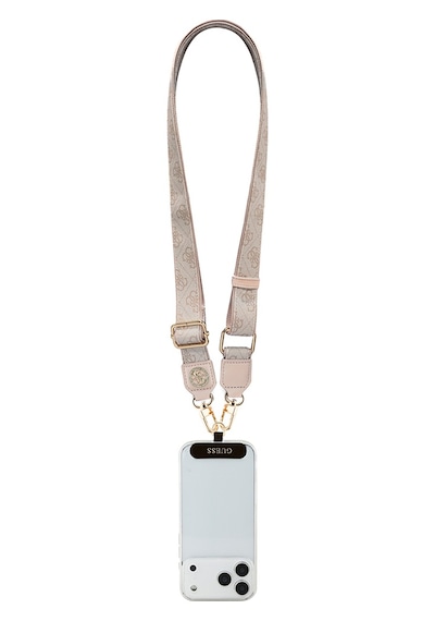 Guess Lisanslı Taşlı 4g Metal Logolu Çapraz Vücut Telefon Askı Kayışı 150cm Pembe Pembe