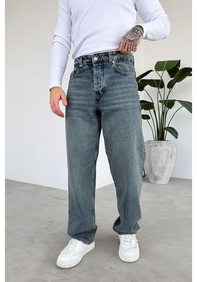 Eskitme Mavi Soft Degrade Basic Regular Pantolon Eskitme Mavi