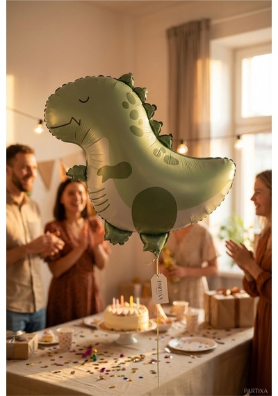 Mat Yeşil Retro Dinozor Folyo Balon 55x54 Cm T-rex Dinozor Temalı Çocuk Doğum Günü Parti Süsü Çok Renkli
