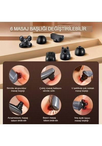 Şarjlı Tüm Vucut Sırt Bacak Omuz Titreşimli Masaj Aleti El Vücut Masajı Ürünleri Gri