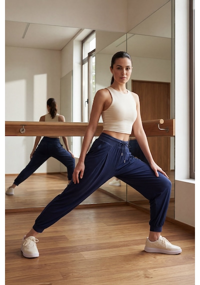 İndigo Cepli Standart Kalıp Kadın Yoga Pantolon - 94677