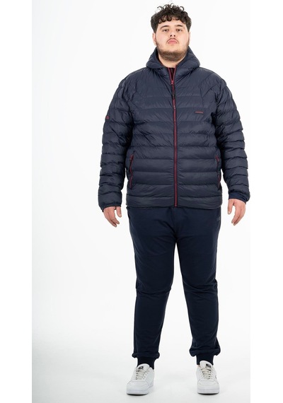 Maraton Sportswear Büyük Beden Erkek Kapşonlu Uzun Kol Basic Darkblue Mont 21874-darkblue Koyu Mavi